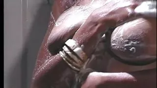 Black and white lesbians with big tits fuck with a strap on