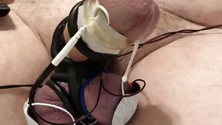 Close up estimmed dick twitching and throbbing to a hands free orgasm