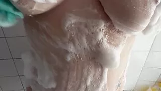 British Chubby wife gets soapy for you!