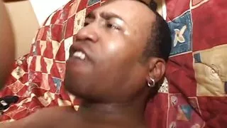 Black woman sucks dick on her knees