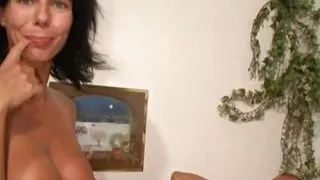 German milf with a great desire to enjoy fucking in a threesome with two big cocks