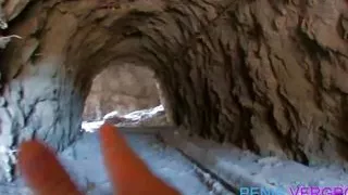 Sexy naughty punk babe will outdoor fick und squirting