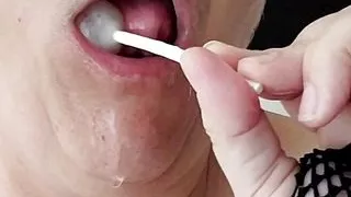 I suck on a lollipop, like it's a little dick.  LiaKahn spanish milf amateur curvy hot chubby submissive bitch slut