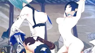Threesome with Yelan and Eula from Genshin Impact