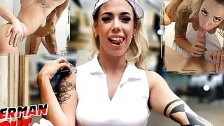 GERMAN SCOUT - Blonde Teen Lola Emma talk to First Casting Fuck