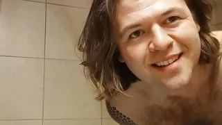 Me taking a shower and stroking my big cock