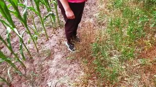 111 strokes on her tits in cornfield