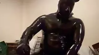 Fat Small Cock Latex Piggy masturbates until he cums