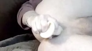 Passionate dildo anal solo using coconut oil as lube