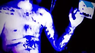 Tattooed fit male playing hide and go fuckhimself