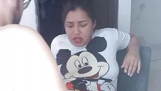 18 year old brunette big saggy tits from New York United States fuckibbng her stepbrother's big dick