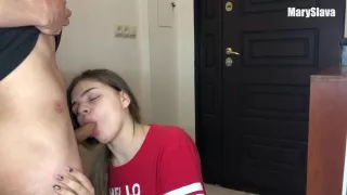 Maryslava - Delivery Girl Gives Sloopy Blowjob And Fuck