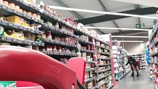 teen shows her tits next to him