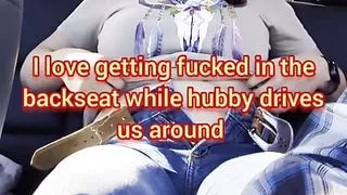 Hubby films hotwife fucking bull in backseat