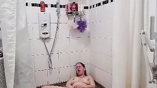 British milf using big toy in shower