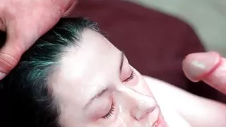 She loves dicks jacked off on her face. Homemade Huge Facial