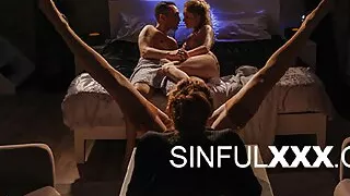 Eva Berger joins sensual couple sensual fucking