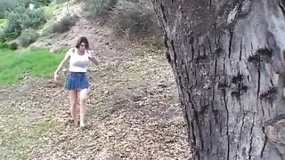 Brunette slut with bouncy tits can handle three hard dudes in the living room