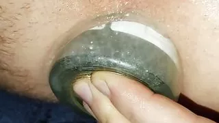 A big fat bottle that my husband stole from my bathroom and shoves it up his ass and jerks off