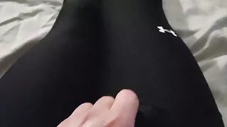 Cum wearing leggings and socks.