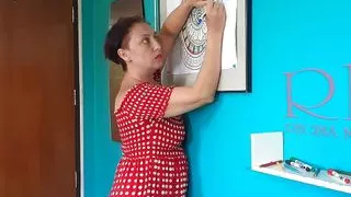 Indian nudist painting Indian pattern - Mandala. Relax music. Naked art workshop. Scene 5