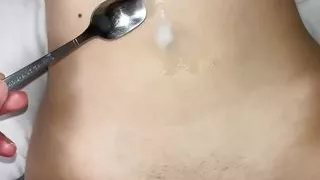 Step Brother Feed Me Cum From My Navel Spoon