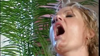 Blonde milf gets hardcore pussy fuck on the sofa with a stud's fat dick