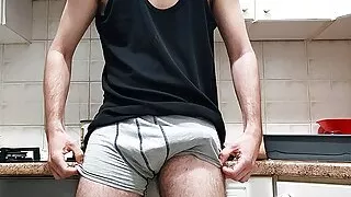 Big cock quick cum in the kitchen