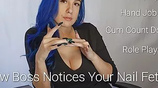 Preview: New Boss Notices Your Nail Fetish: Femdom, Pov, HandJob & Dirty Talk