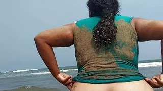 Pregnant slut Wife Shows Her pussy In Public Beach