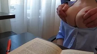 Student hard fucked teacher with big tits before test2