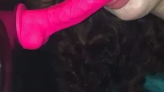 Wet sloppy blowjob dildo