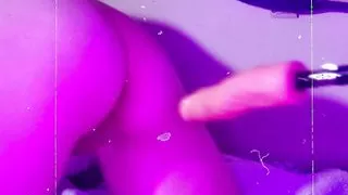 Sexy white Pawg Slut pink tight wet pussy WAP Takes Fuck Machine until she cums hard!