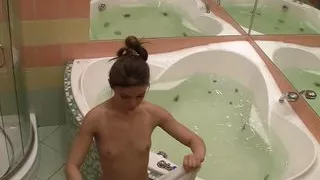 My small titties girlfriend climaxes while masturbating in