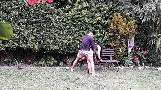 Fucking this rich mature in the garden