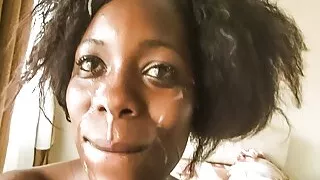 Rwandese Ebony CUMMED on After Job By Big Dick White Boss