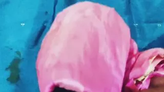 Satin handjob - Cum on saree - satin silky pink suit rub on dick head (87)