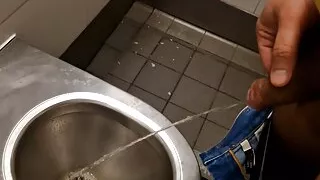 Peeing in a restroom on highway in Germany