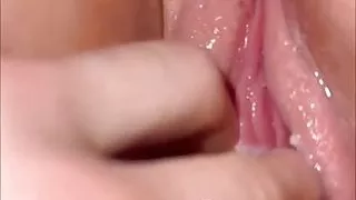 cum covered vagina gets fingered - of leak