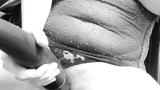 jerk off with me baby munichgold big tits and long labia lips hairy pussy and big clit in a pearl string