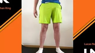 Loud moaning hands free cumshot during training