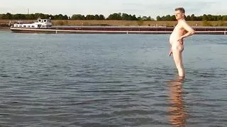 Wanking at the river beach