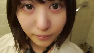 Very cute 18 year old dark haired Japanese babe in uniform blow job and cum in her mouth. She also has big boobs and is
