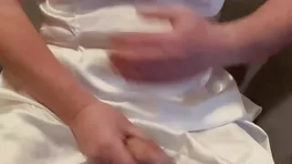 Satin slip masturbating