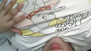 I play with my big tits full of milk