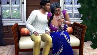 Hindi - Desi mallu saree Stepaunty cheating with son&#039;s friend - WickedWhims