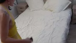 My sexy stepsis taking raunchy photos of her shaved pussy