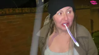 Street Girl Fucks Herself With A Toothbrush!