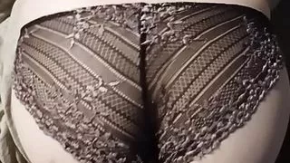 Wife panty finger and cum on ass