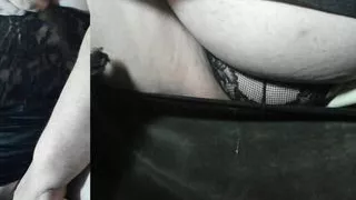 Hitachi on tiny pantied clit - SSBBW Crossdresser